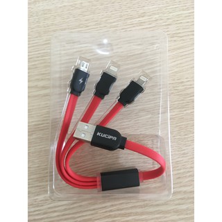 CÁP DÂY 20CM KUCIPA 3IN1 2 ĐẦU LIGHTING + 1 MICRO