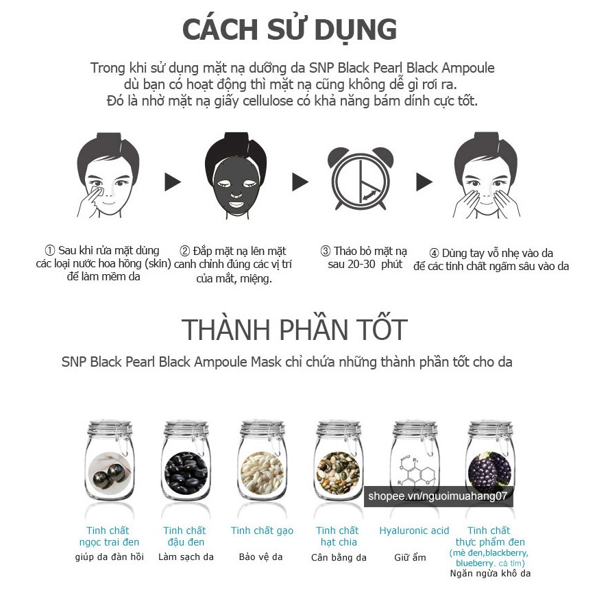 Mặt Nạ Phục Hồi Da Hư Tổn SNP Black Pearl Renew Ampoule Mask