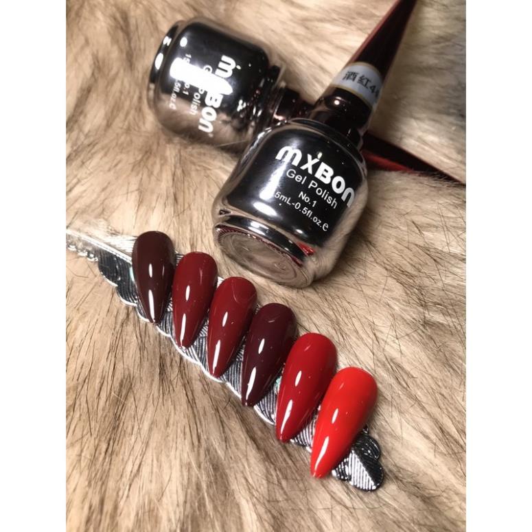 Set sơn gel đỏ Mxbon( Cam Kết Chính Hãng - làm khô sơn gel bằng máy hơ uvled )