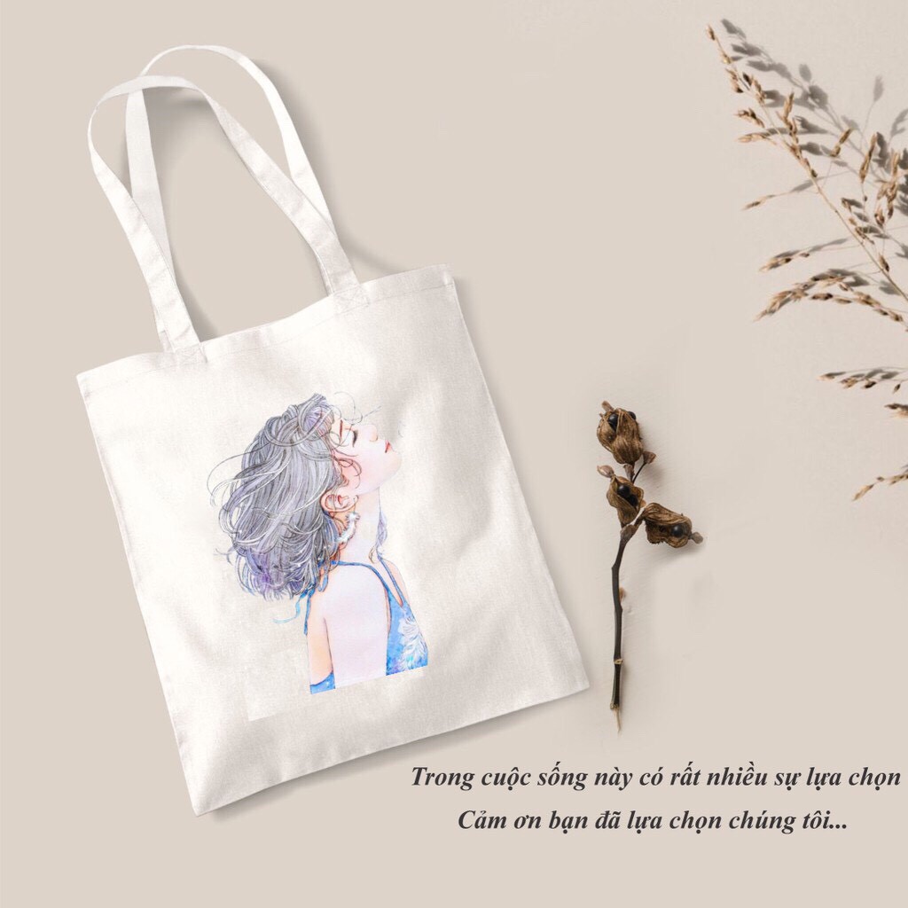 Túi tote , túi vải CANVAS đựng đồ size A4 có khóa miệng Hàn Quốc cao cấp