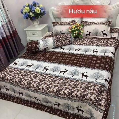 Set chăn mền ga gối ôm M6x2mx10cm Hươu Nâu