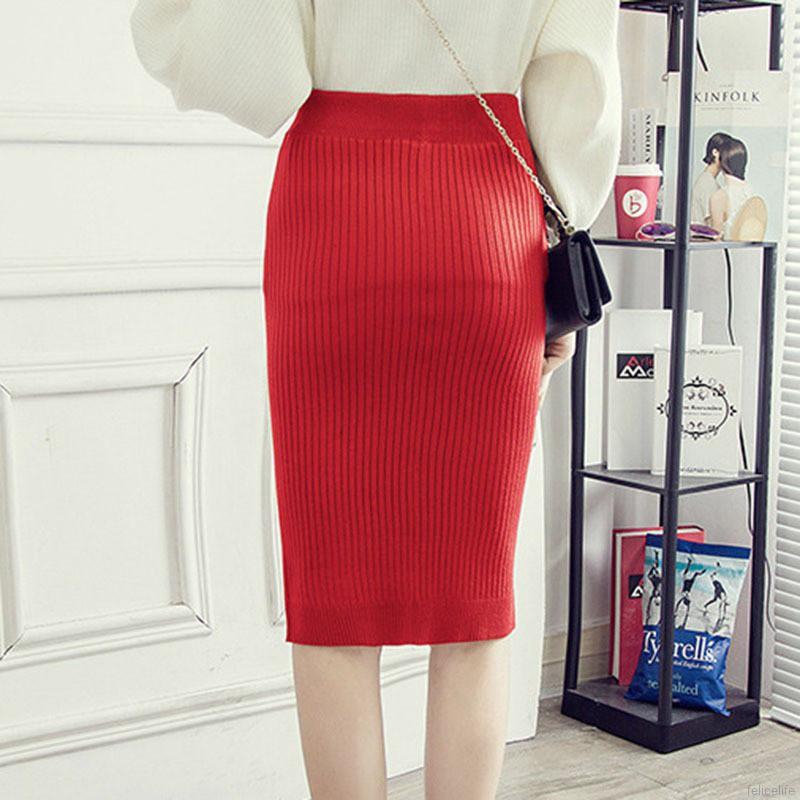 Chân váy bút chì lưng cao màu trơn thiết kế thanh lịch | BigBuy360 - bigbuy360.vn