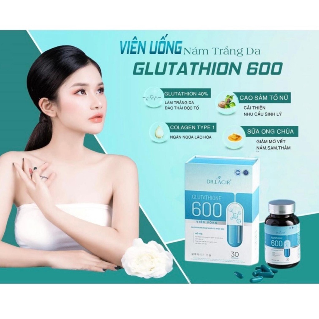 Glutathione 600 great86 Dr Lacir viên uống glutathione trắng da mờ nám cải thiện nội tiết tố nữ giới hộp 30 viê | BigBuy360 - bigbuy360.vn