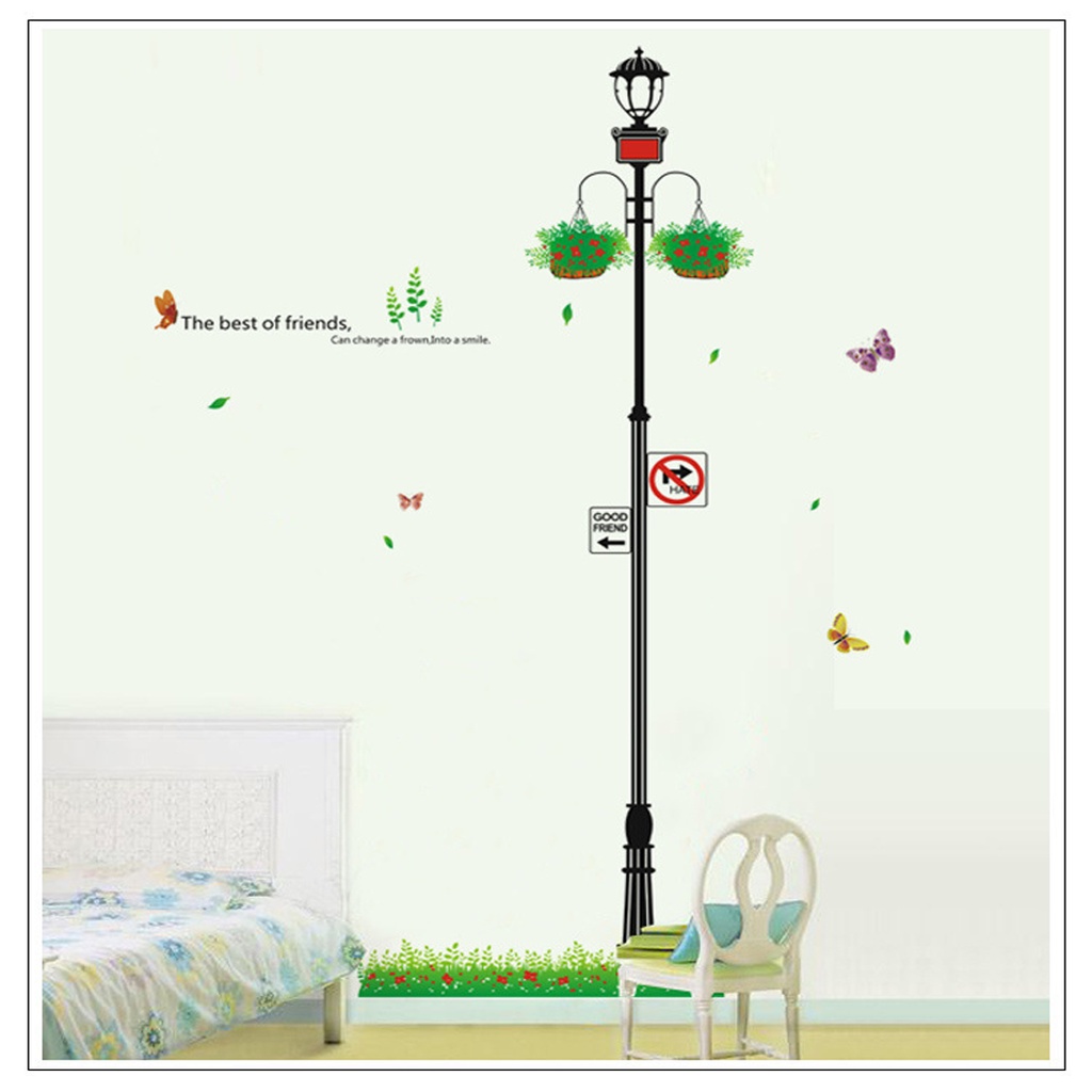 Decan dán tường đẹp, decan trang trí phòng hình đèn đường XL7041