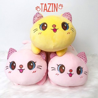 Gấu bông mèo nằm mắt to