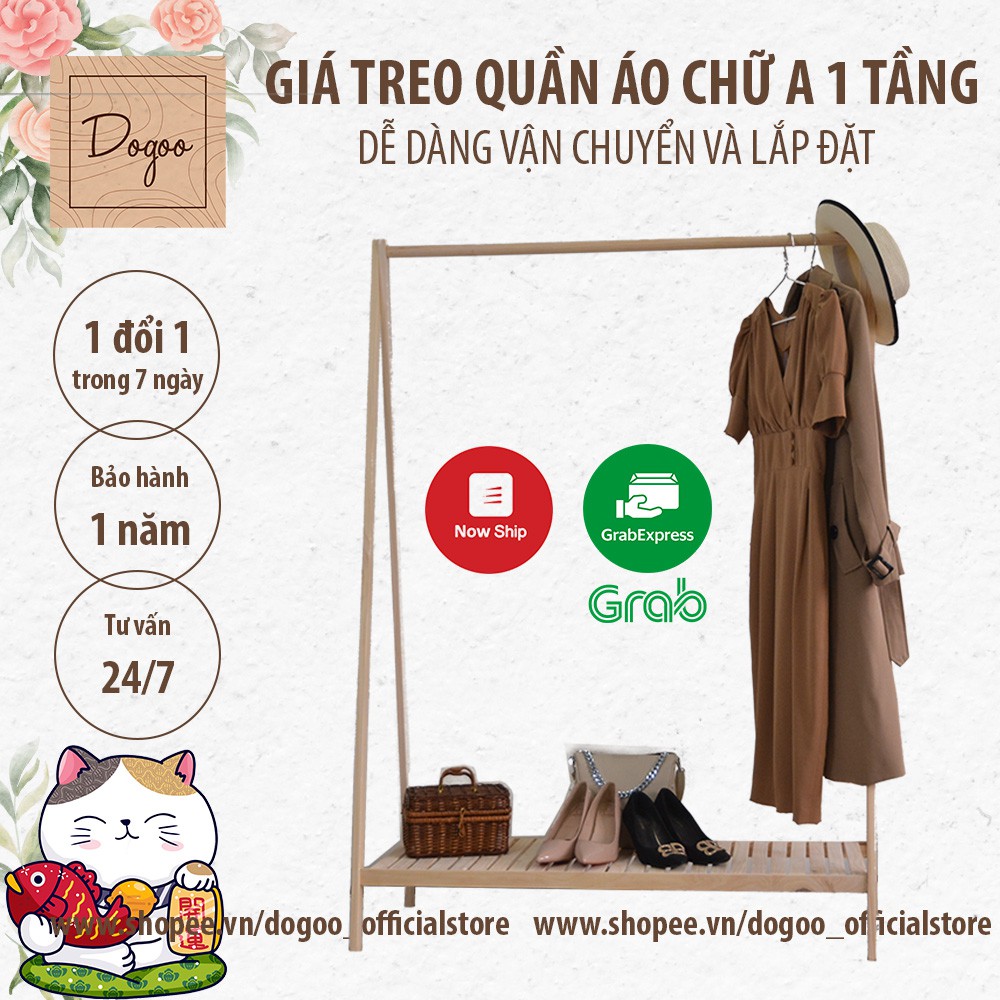 Kệ/Giá Treo Quần Áo Chữ A 1 Tầng - Gỗ Thông Mỹ - Dogoo - Phong Cách Hàn Quốc Homestay