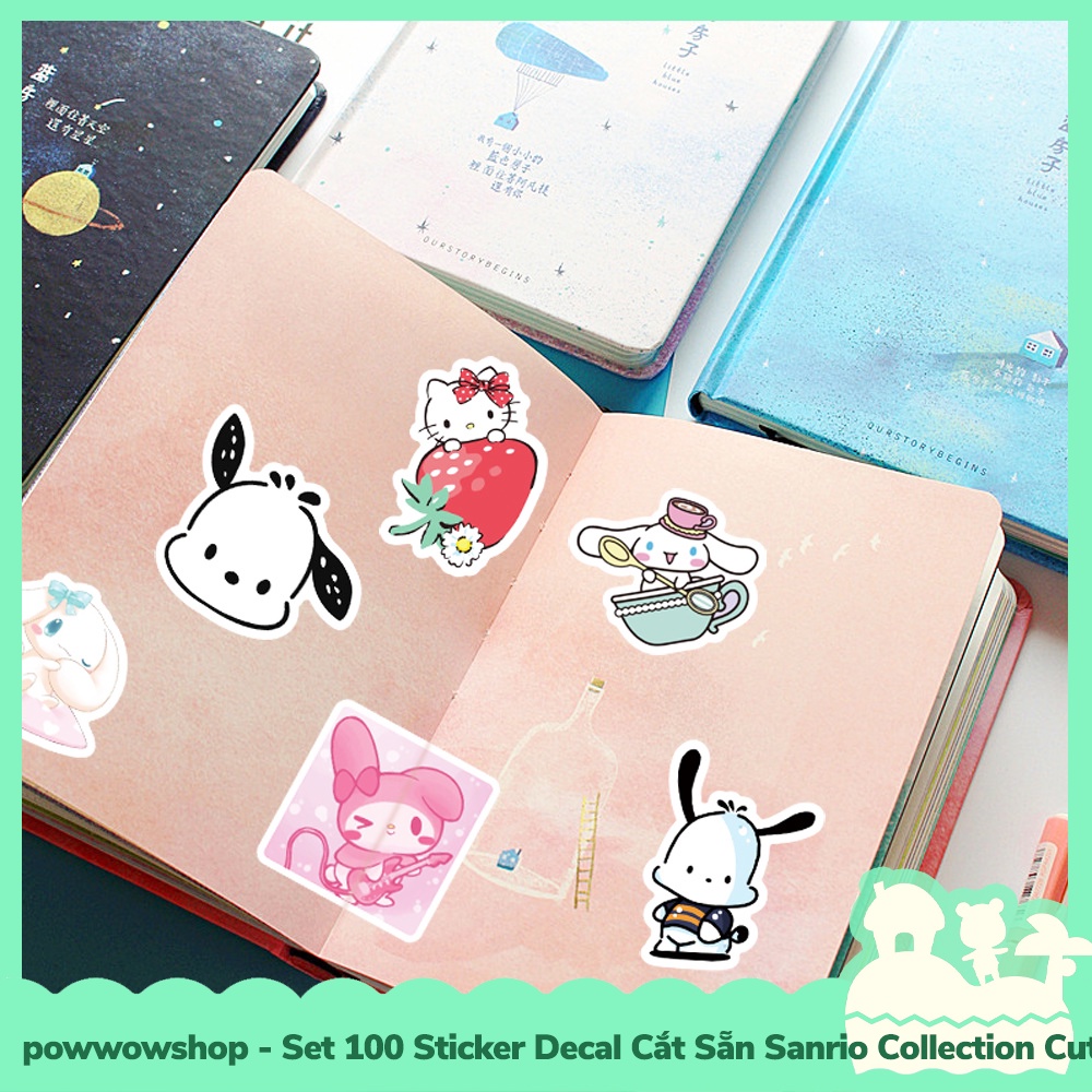 Hình ảnh [Sẵn VN - Hỏa Tốc] Set 100 Sticker Mini Decal Dán Trang Trí Vật Dụng Mẫu Sanrio Family Collection Cute Days #9