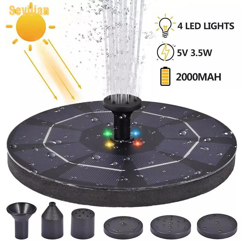 Máy Bơm Đài Phun Nước Năng Lượng Mặt Trời 3.5W 5V Có Đèn LED Chất Lượng Cao
