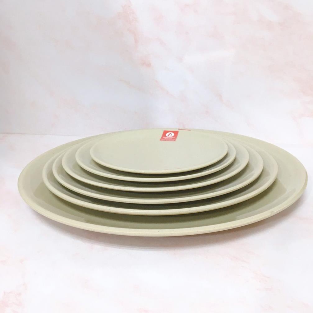 (HÀNG ĐẸP) Đĩa Tròn Ảo SUPERWARE Nhựa Phíp 100% Melamine Nâu Đá - Stone