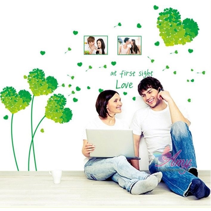 Decal dán tường Trái tim xanh lá - DH051