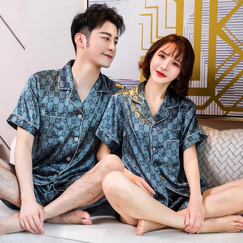 Đồ bộ mặc nhà cộc cho nam và nữ mặc couple - Bộ Pijama chất lụa siêu mát