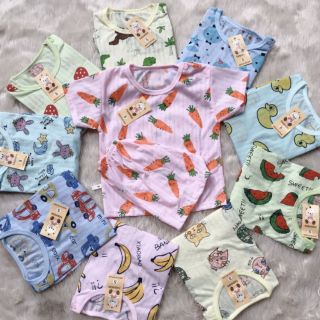 combo 5 bộ cotton giấy cộc tay cho  bé ( bộ chui đầu )