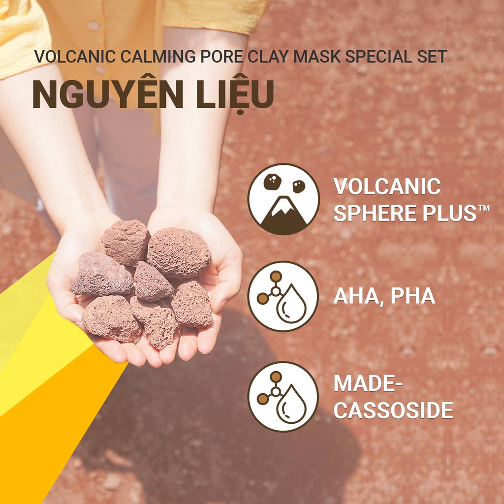 Bộ sản phẩm se khít lỗ chân lông đá tro núi lửa innisfree Volcanic Calming Pore Clay Mask Special Set