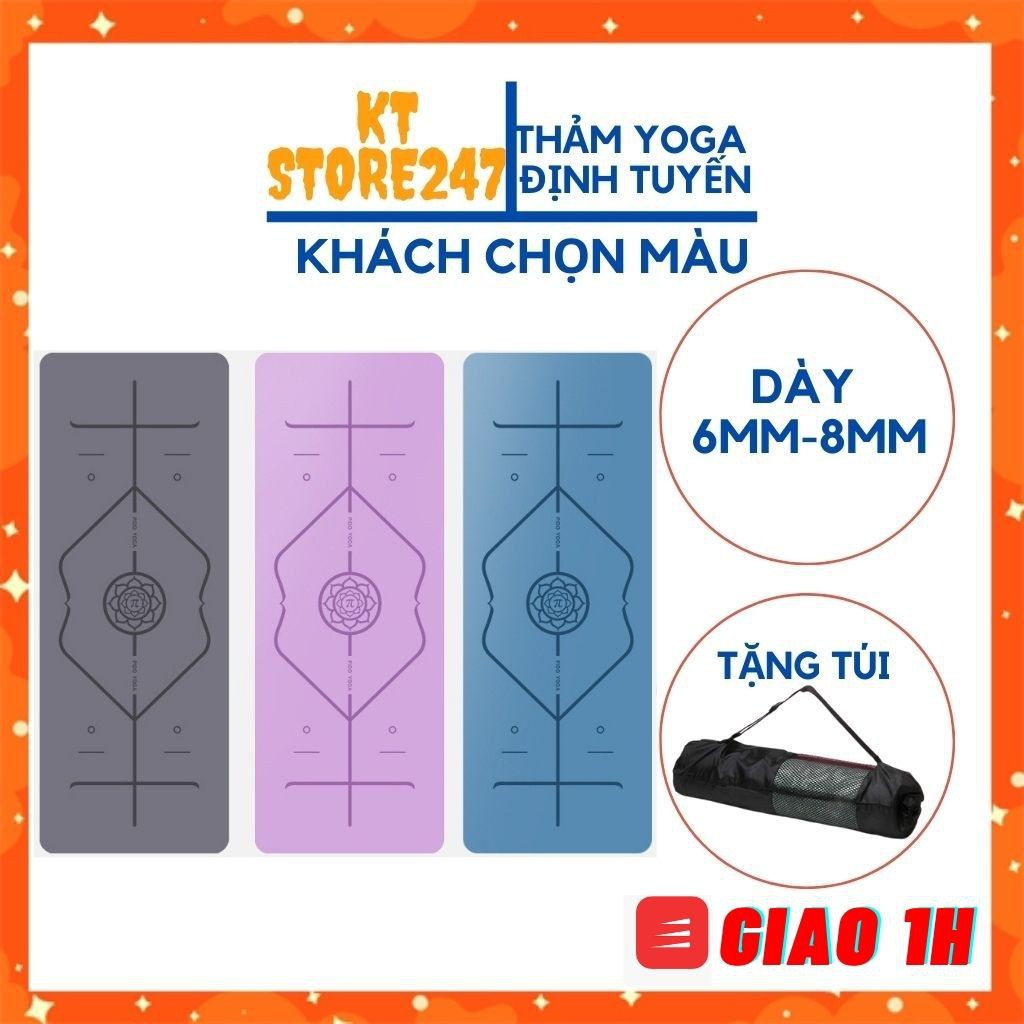 Thảm yoga chống trượt, tập định tuyến, GYM tpe 2 lớp 6MM-8MM TẶNG TÚI BẢO HÀNH 1 ĐỔI