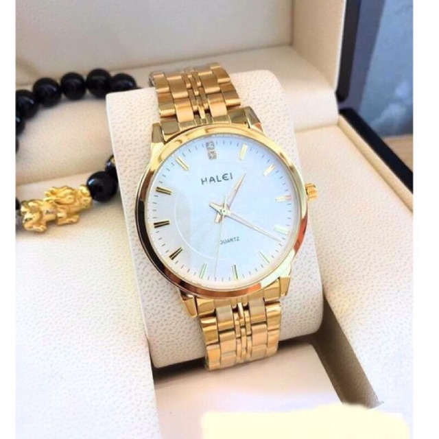 Đồng hồ đôi nam nữ halei 501 đẹp đẽ mặt trắng - Đồng hồ giá tốt