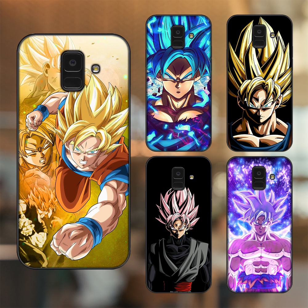 Ốp lưng Samsung A5 2018, A6 2018, A8 2018, J6 2018, A8 Plus viền đen in hình Goku Dragon Ball