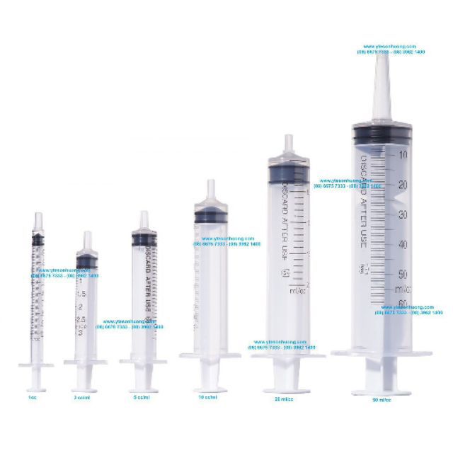 Bơm tiêm 1cc, 3cc, 5cc, 10cc, 20cc