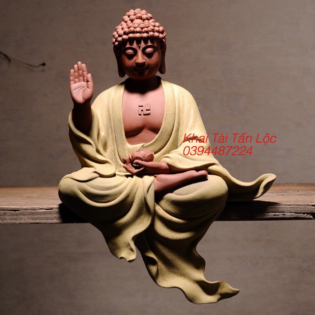 Tượng Phật Adida gốm tử sa cao 30 cm hàng cao cấp