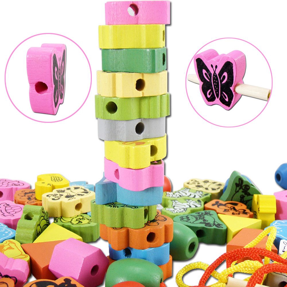 Bộ hạt gỗ xỏ dây thủ công đáng yêu dành cho trẻ em