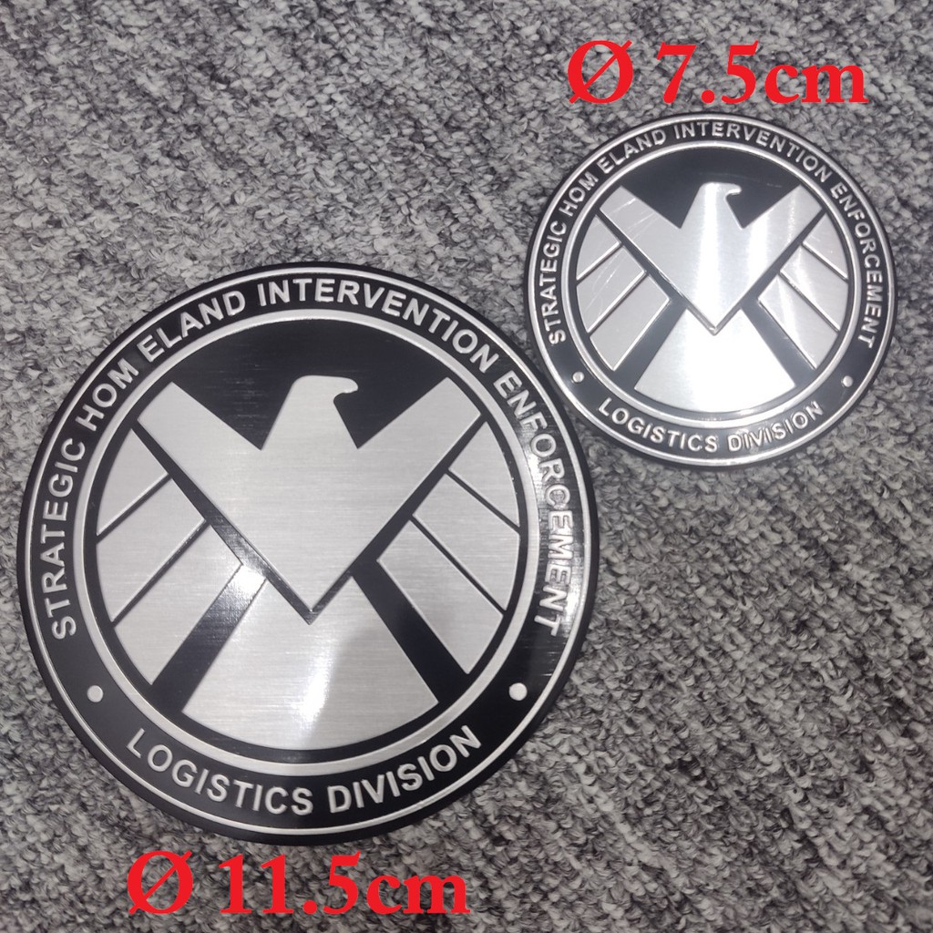 Tem nhôm dán xe tròn 11.5cm hình Captain - Hydra - SHIELD - Umbrella