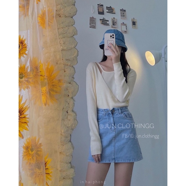 Áo len yếm cúc lệch - JUNclothing