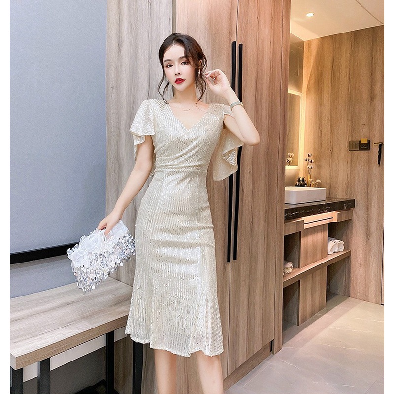 Đầm Ôm Kim Sa Dự Tiệc, Đầm Ôm Đuôi Cá Cánh Tiên
