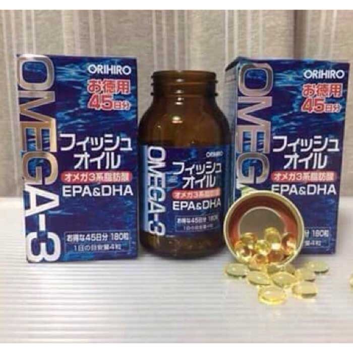 Dầu cá Omega 3 Orihiro Fish Oil Nhật Bản tốt cho mắt, tim mạch và não hộp 180 viên