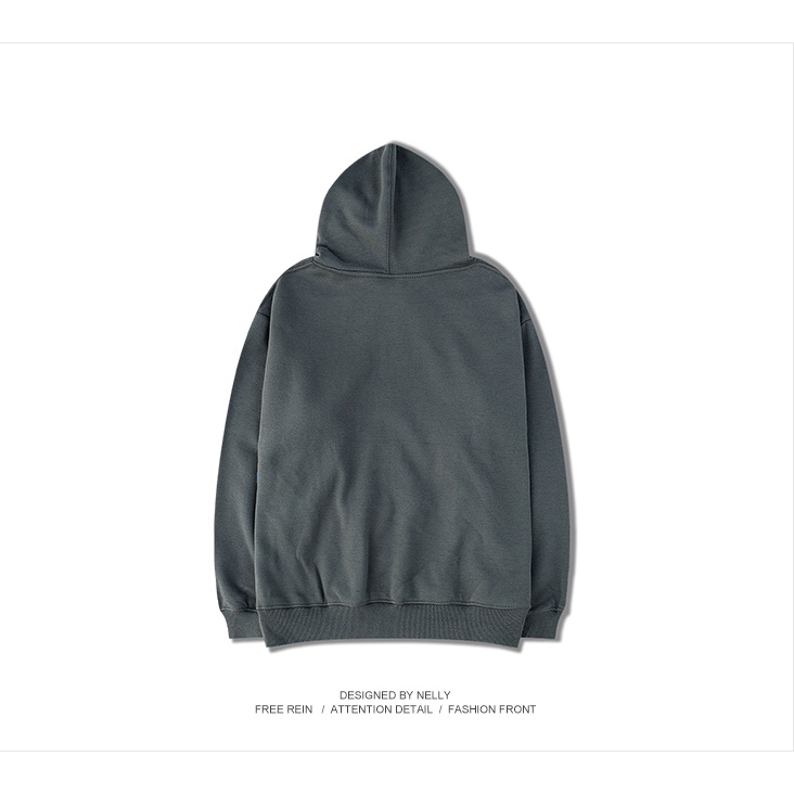 Áo hoodie Nelly Heybig trơn màu xám đậm
