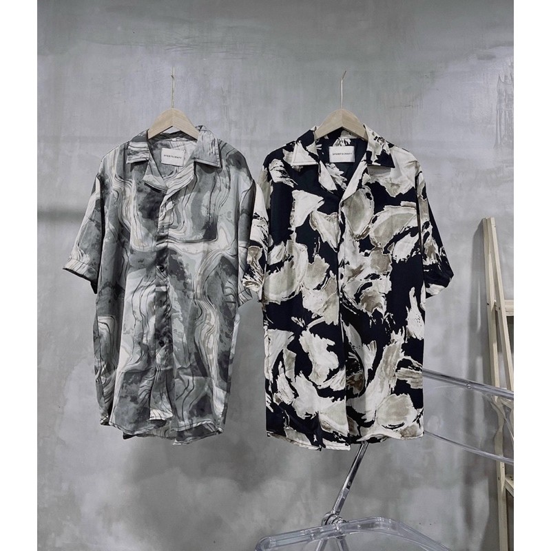 ÁO SƠMI LỤA HỌA TIẾT CỔ VEST FORM UNISEX (hình chụp thật) | BigBuy360 - bigbuy360.vn