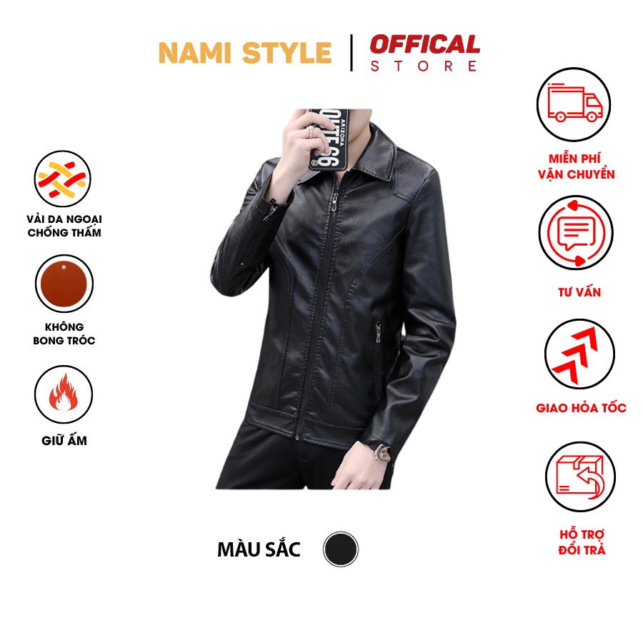 Áo khoác da nam cao cấp kiểu dáng hàn quốc phong cách
