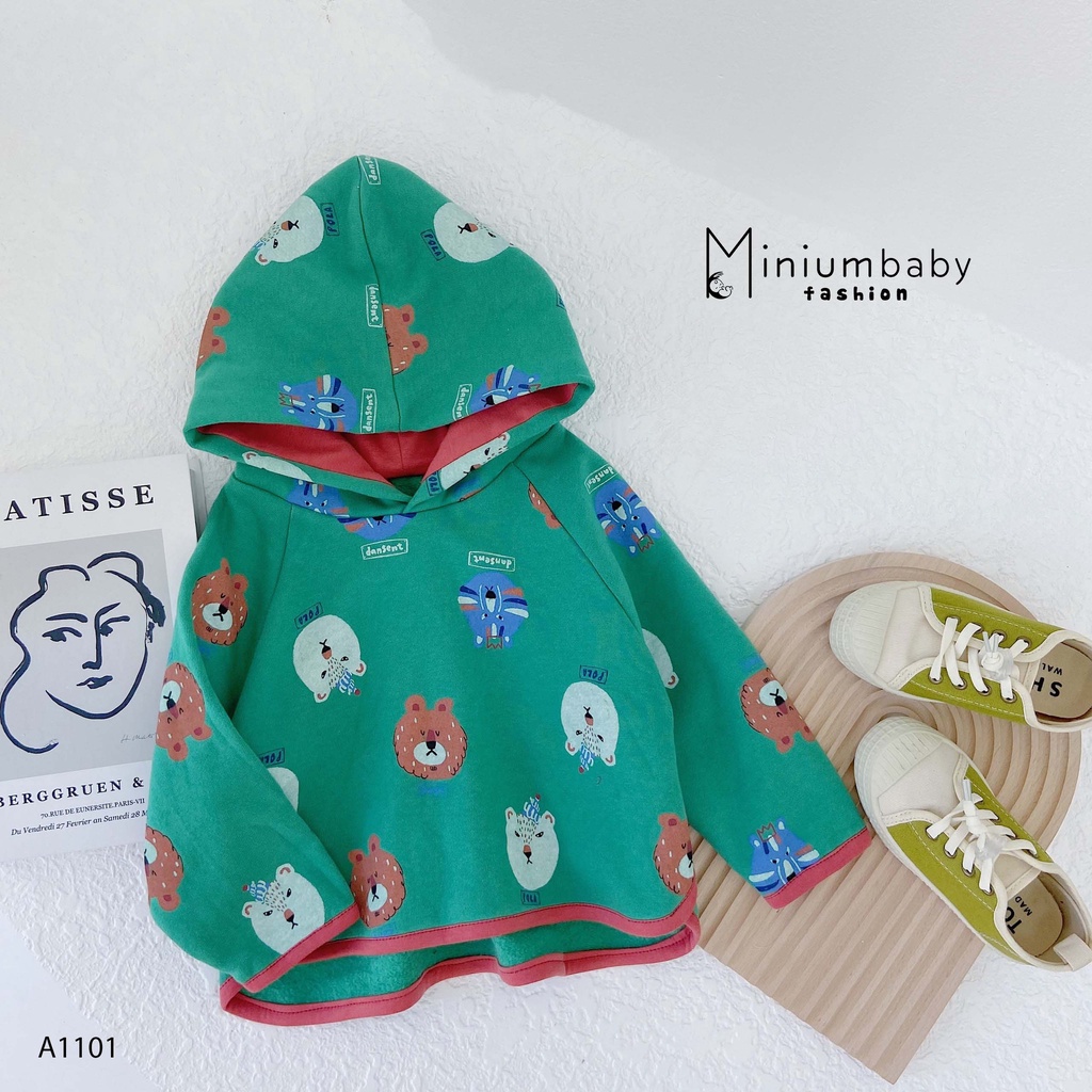 Áo Hoodie Ngộ Nghĩnh Cho Bé trai/gái miniumbabyfashion BÉ RỰC RỠ NGÀY ĐÔNG- A1101