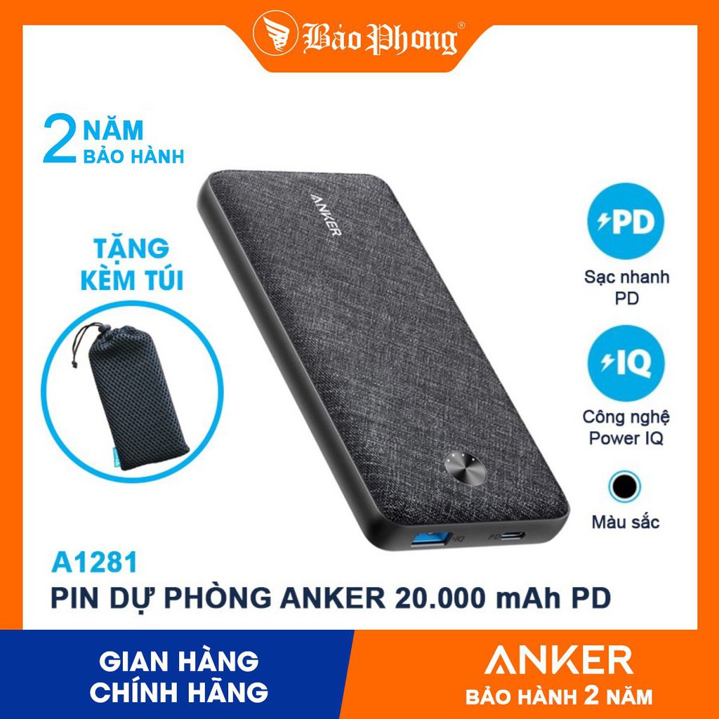 ❏Pin dự phòng 20000 mAh sạc nhanh PD 18W ANKER A1281 PowerCore Essential cho iPhone iPad Samsung IP 8 max plus 11 12 pro