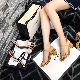 Sandal 2 quai mảnh da mềm đế tròn sọc 3p ( hàng cao cấp )