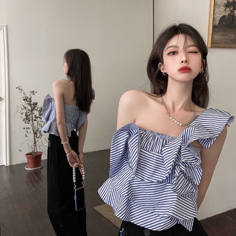 Áo somi bánh bèo lệch vai sexy 2022
