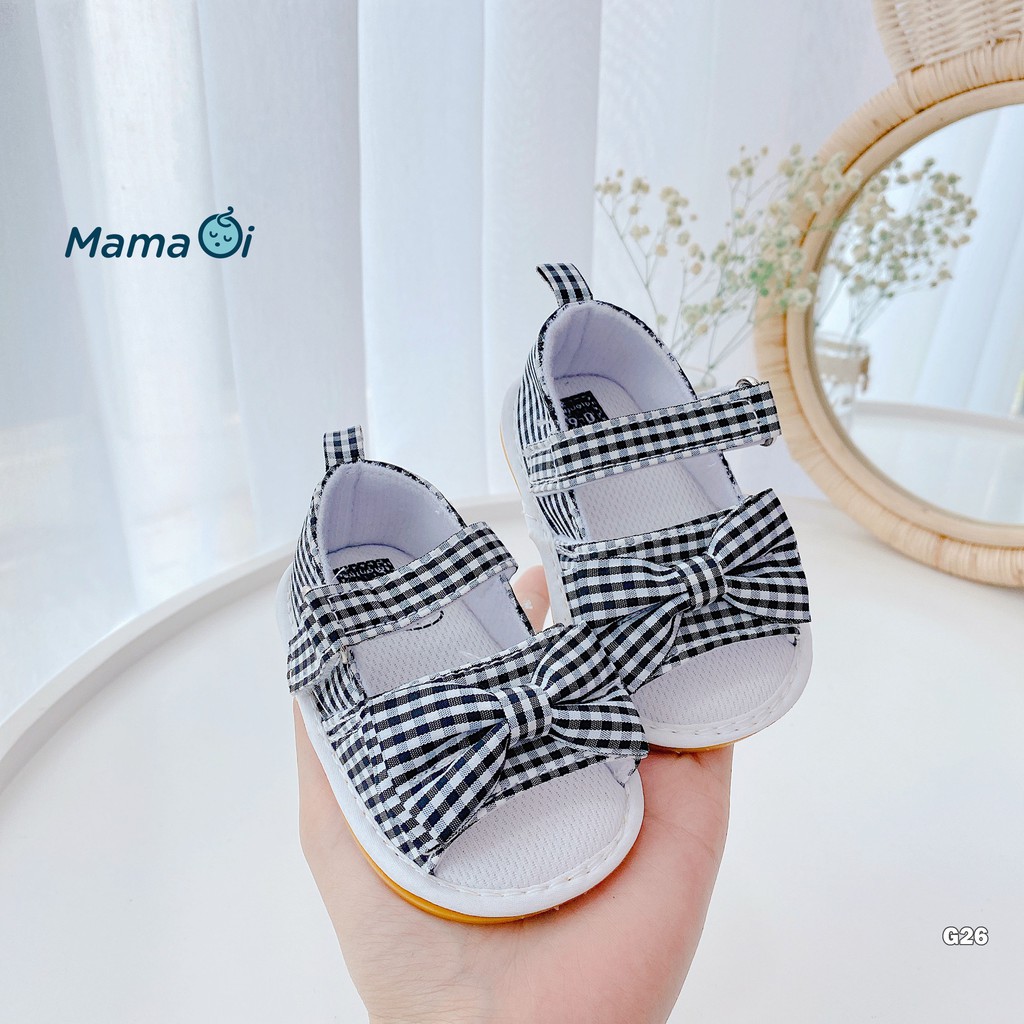 G26 Giày tập đi cho bé dép tập đi sandal đế nhựa nơ trắng đen mềm mại êm chân cho bé của Mama Ơi - Thời trang cho bé