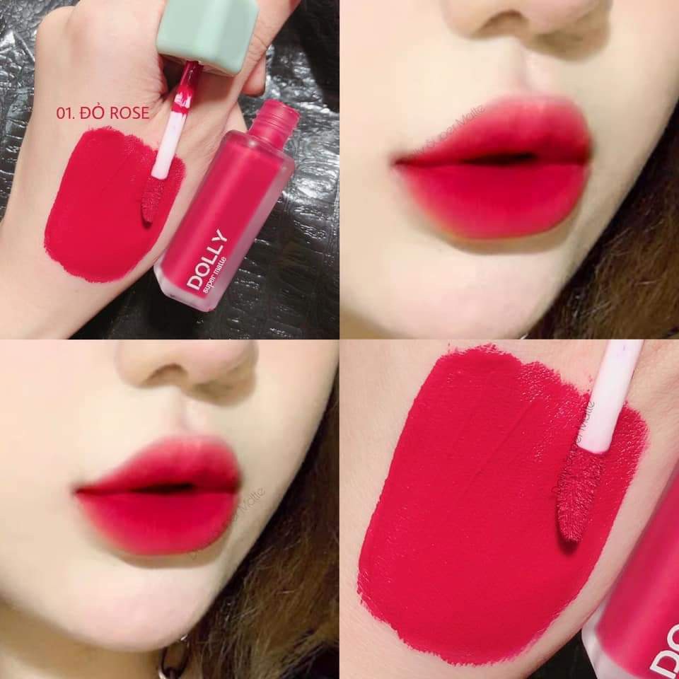 NEW 2021 [Đỏ Rose 01] Son Kem Lì Dolly Super Matte Không Chì Màu Đỏ Rose | BigBuy360 - bigbuy360.vn