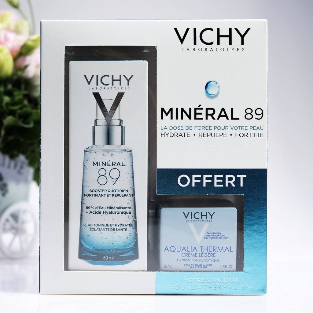 Vichy Minéral 89 Duo Booster D'Hydratation ( Texture Riche ) - Set Quà Tặng Cấp Nước Cho Da Khô Vichy