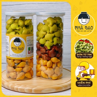 Bánh gấu nhân kem mix 3 vị truyền thống, socola, chùm ngây lon 420g nhà gạo cực ngon hàng loại 1