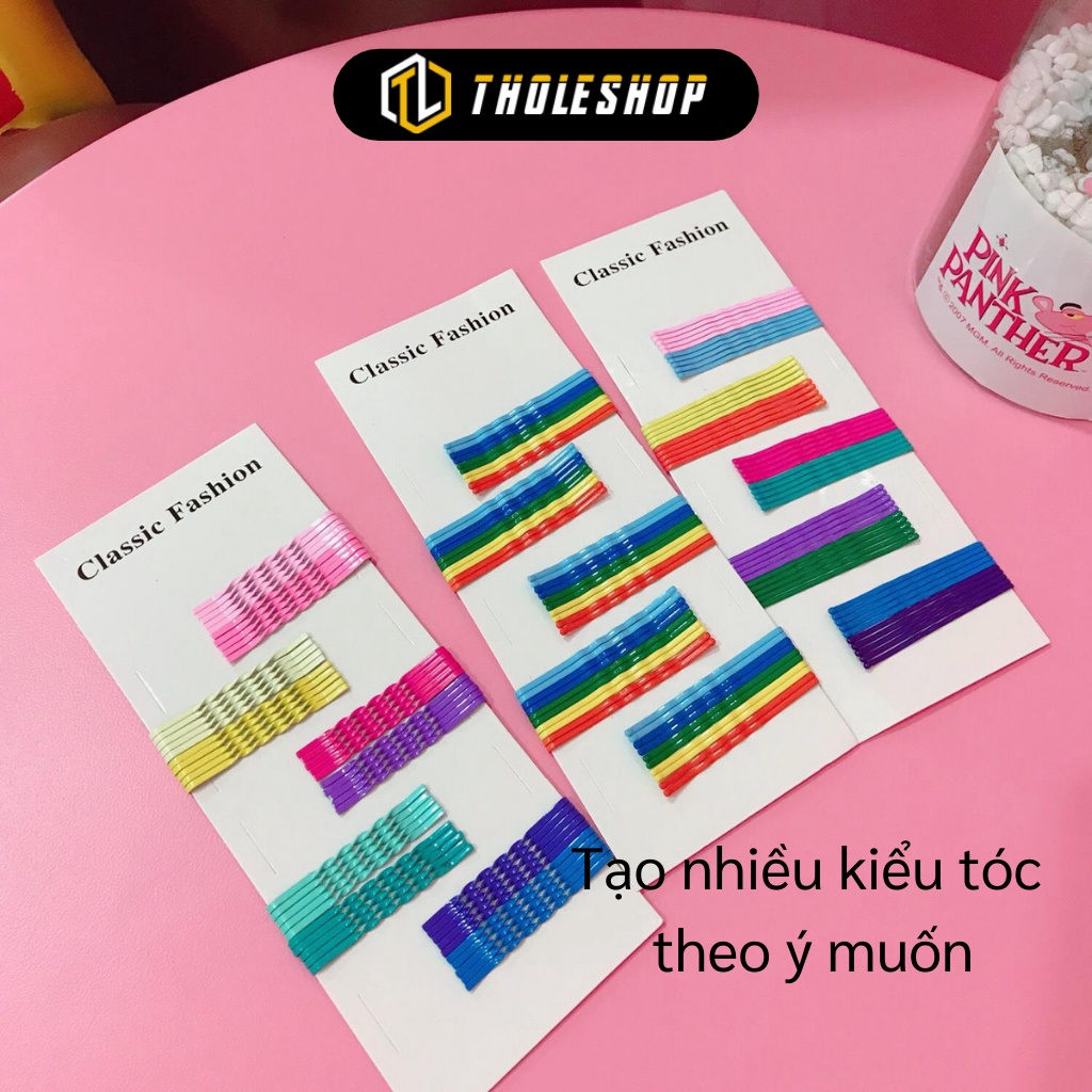Kẹp Tăm - Set Kẹp Tóc Gợn Sóng Màu Cầu Vồng Đơn Giản, Thời Trang Cho Bạn Nữ 6544