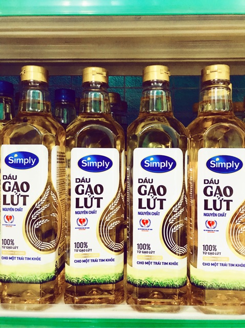 Dầu ăn gạo lứt nguyên chất Simply 1L (date mới nhất)