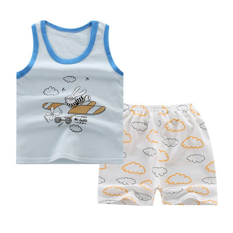 Bộ áo ba lỗ kèm quần short in họa tiết ngộ nghĩnh dành cho bé trai