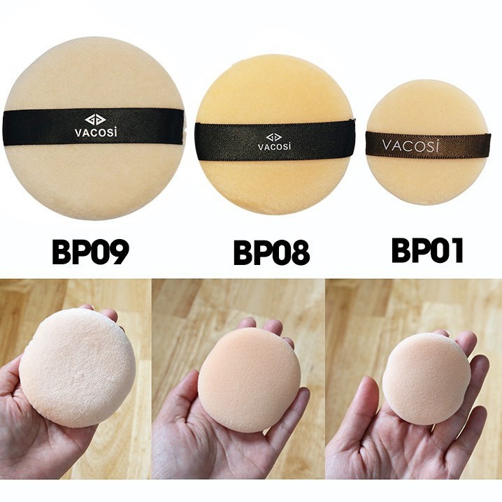 Bông phấn khô tròn trang﻿ điểm Vacosi size​ lớn và size nhỏ
