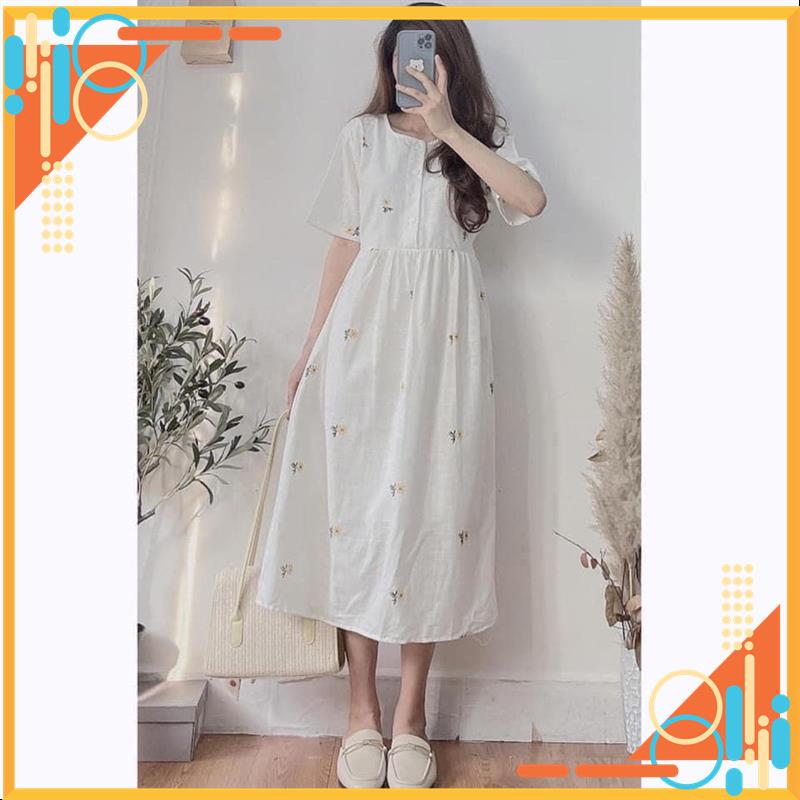 Đầm hoạ tiết hoa cúc váy tiểu thư babydoll MSP64007