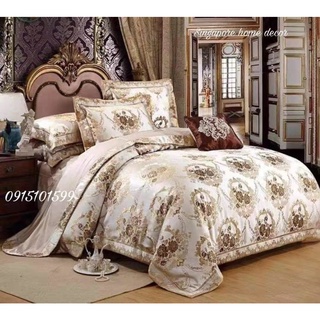 Bộ chăn ga gối chất liệu gấm lụa 5 món