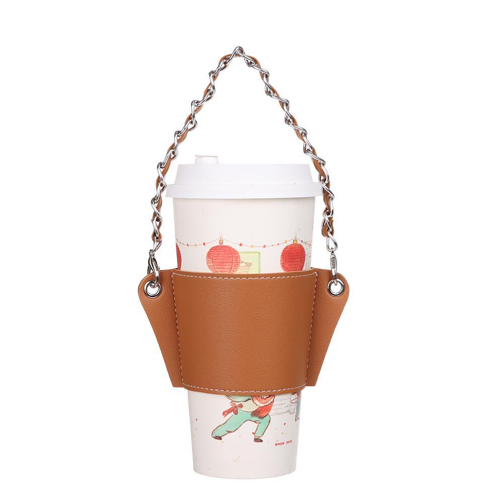 Bộ Cốc Uống Cà Phê Bằng Da PU Kèm Dây Đeo Tiện Dụng