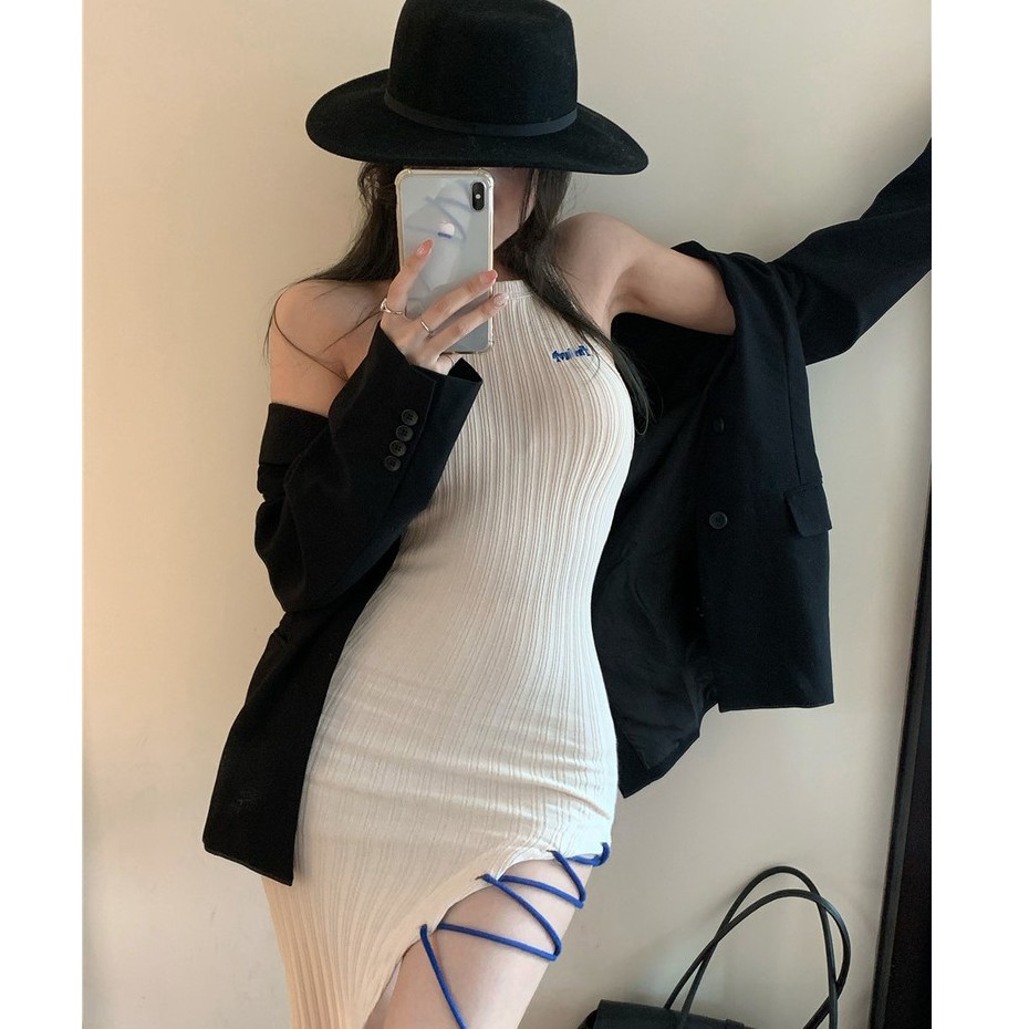 QADCOL  Đầm Hai Dây Ôm Dáng Phong Cách Quyến Rũ Dành Cho Bạn Gái