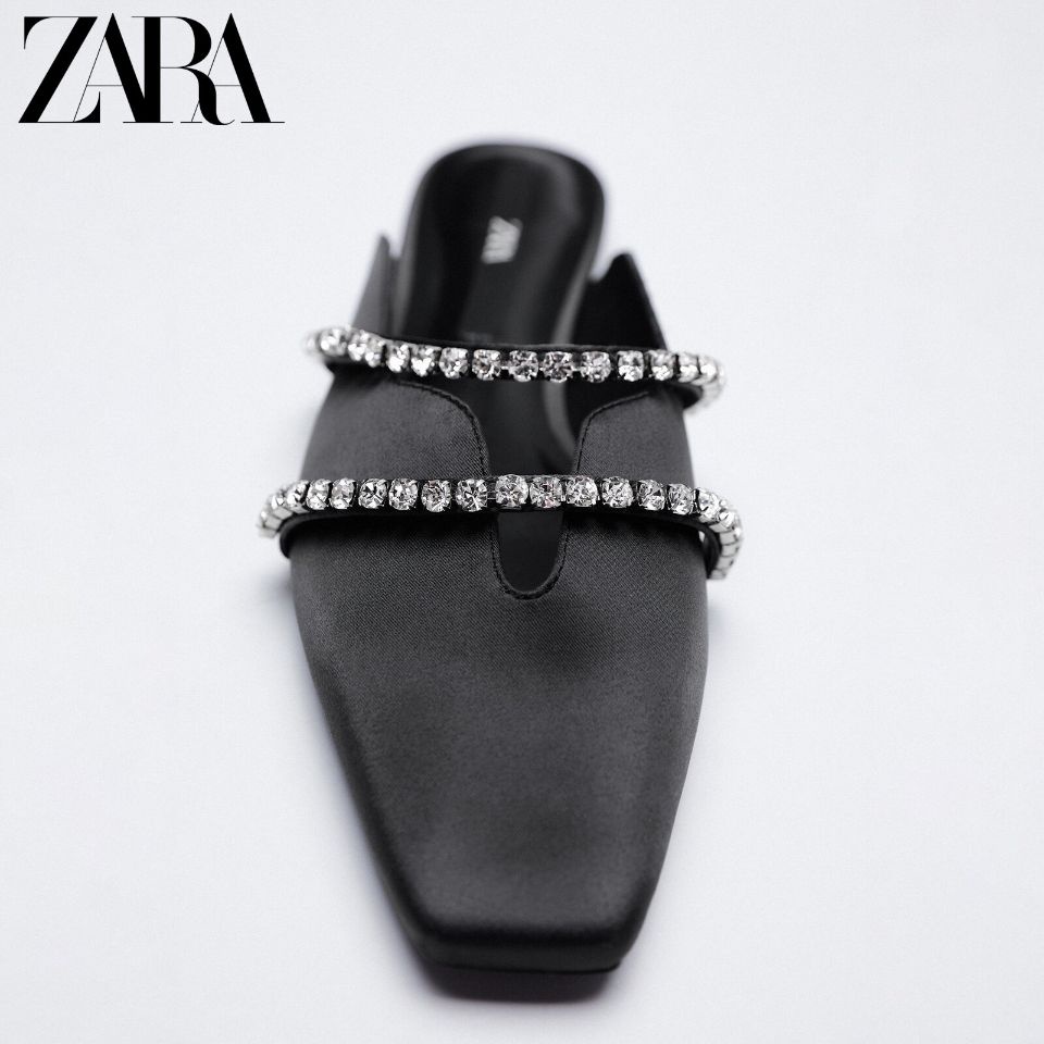 Zara Giày Muller Đế Bệt Mũi Vuông Thời Trang Mùa Xuân Dành Cho Nữ