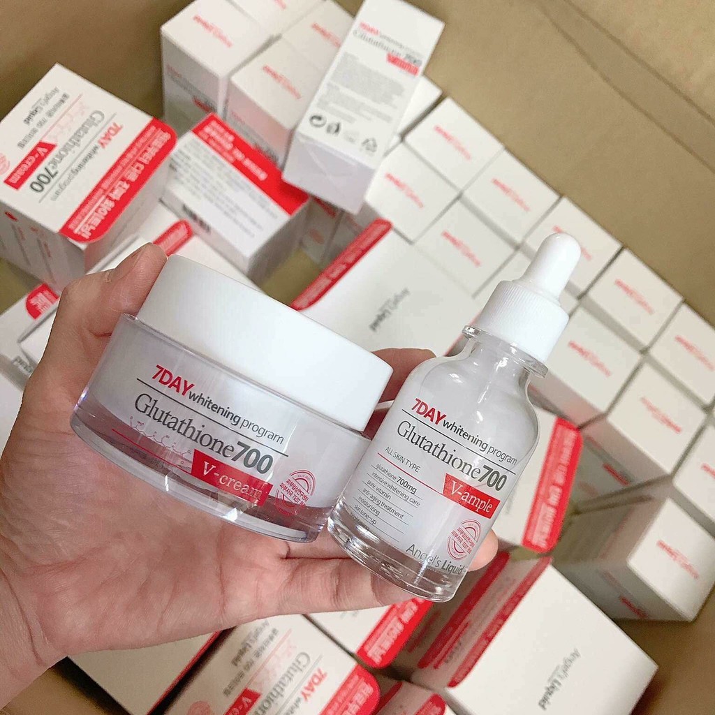 Combo Serum - Kem Dưỡng 7 Day Whitening Program Glutathione 700 V-Ample - Chính Hãng Hàn Quốc