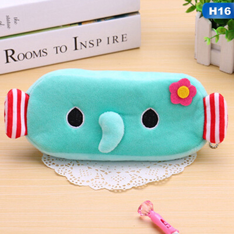 Túi đựng bút/ mỹ phẩm bằng vải nhung họa tiết hoạt hình tùy chọn dành cho trẻ em