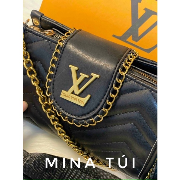 Túi louis vuitton đen  ❤️free ship❤️  túi Lv đen đeo vai đeo chéo hàng quảng châu khoá đồng cao cấp